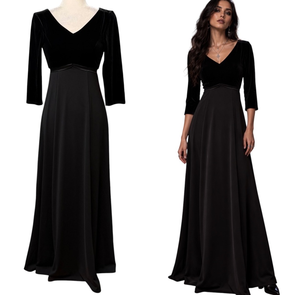 Womens Black Velvet Maxi Dress Size XXS/XS Ethereal Whimsigoth Renaissance Goth
